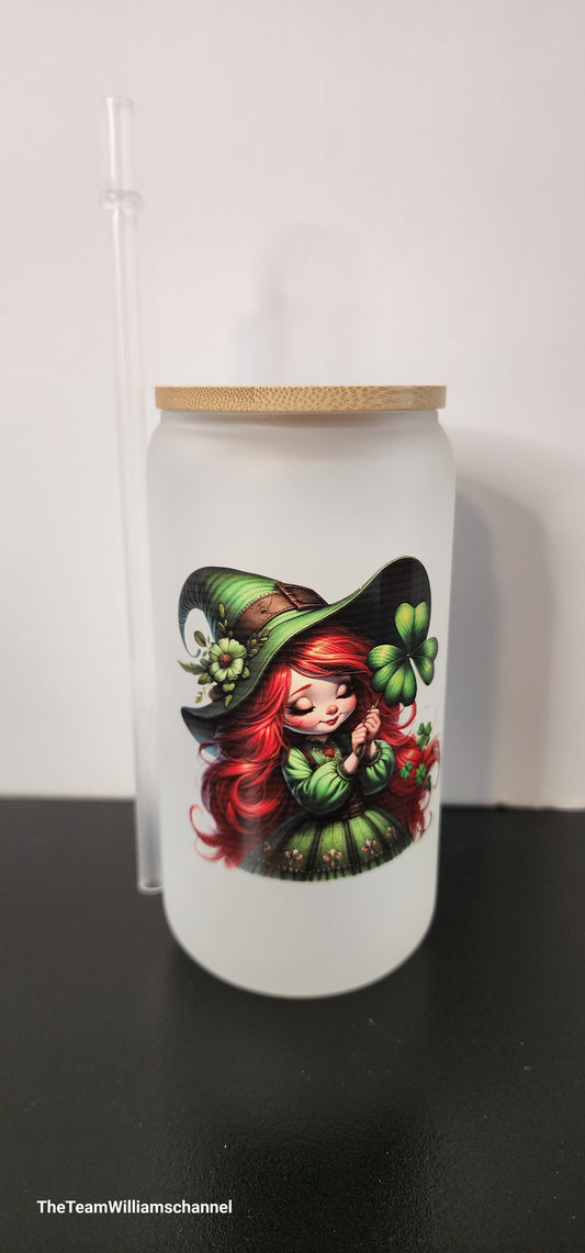 Saint Patrick Irish Women with 4 Leaf Clover Tumbler