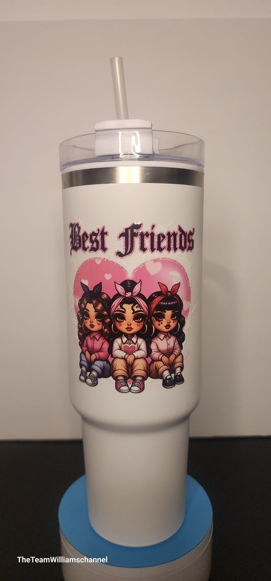 White Custom Best Friends 40 oz Tumbler