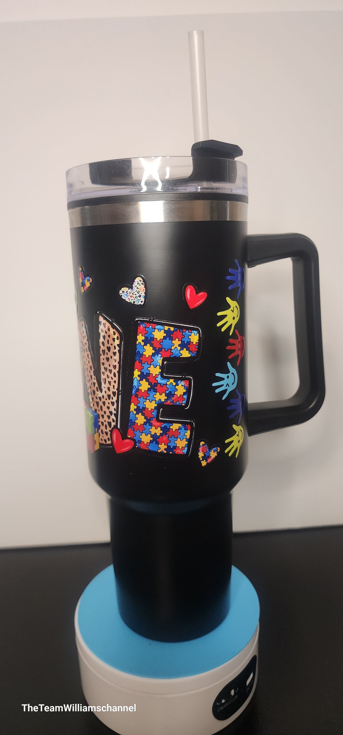 Love Autism Black Tumbler 40 Oz