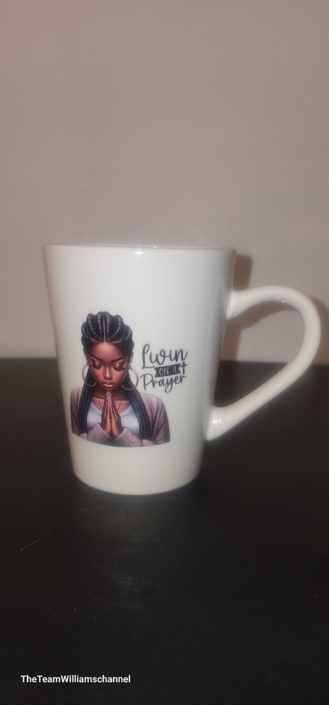 White Living on a Prayer Mug